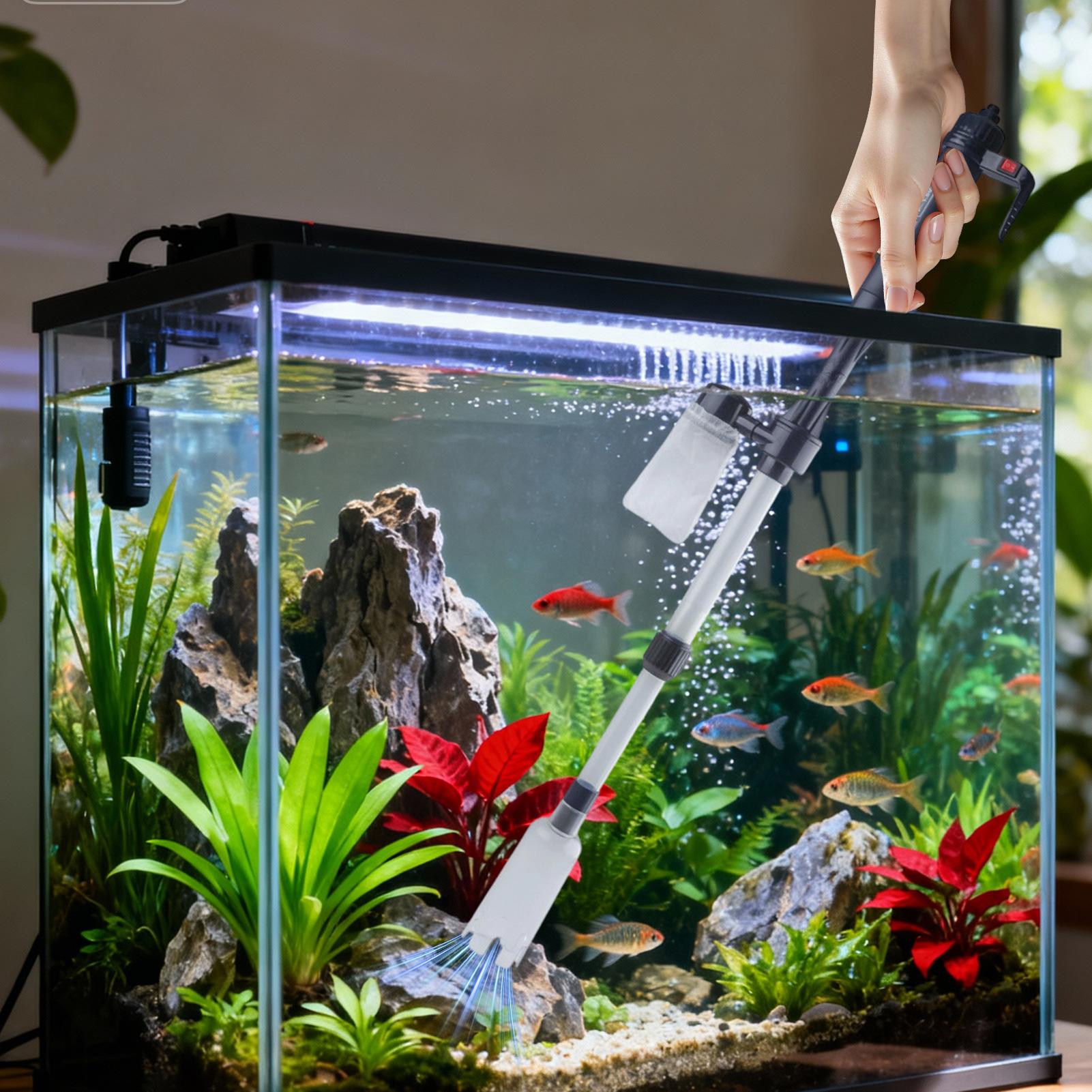 Aquarium Fish Tank Cleaner - Aspiratore per ghiaia per acquario, regolabile,