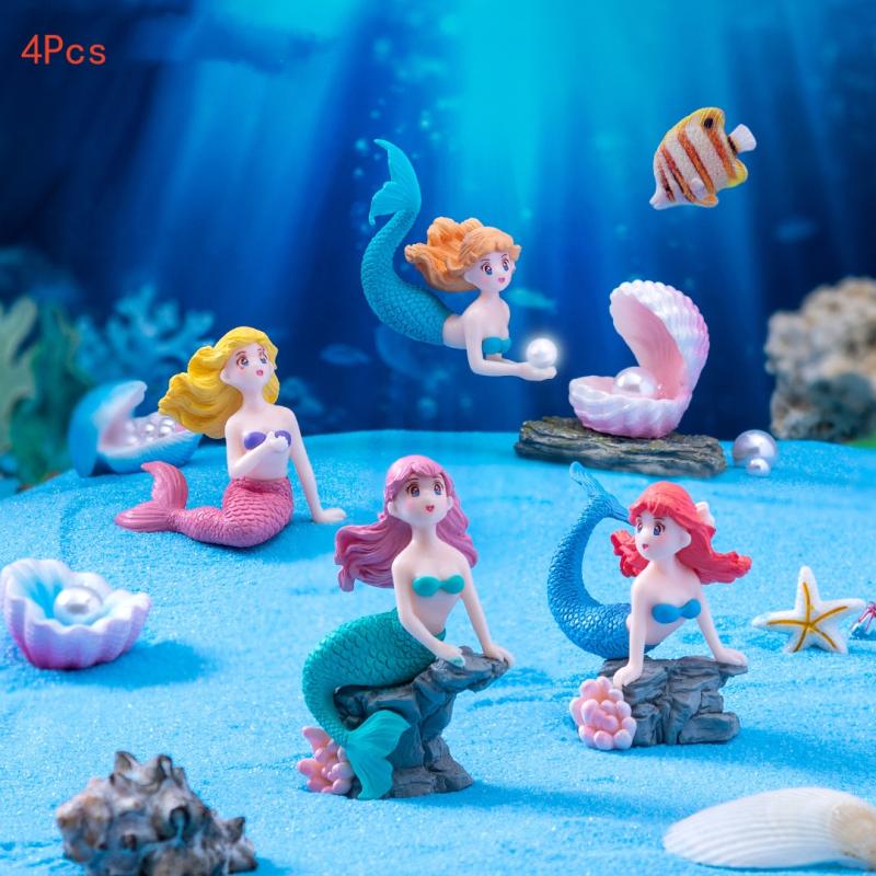Aquarium Fish Real - Set di 4 Ornamenti in Plastica
